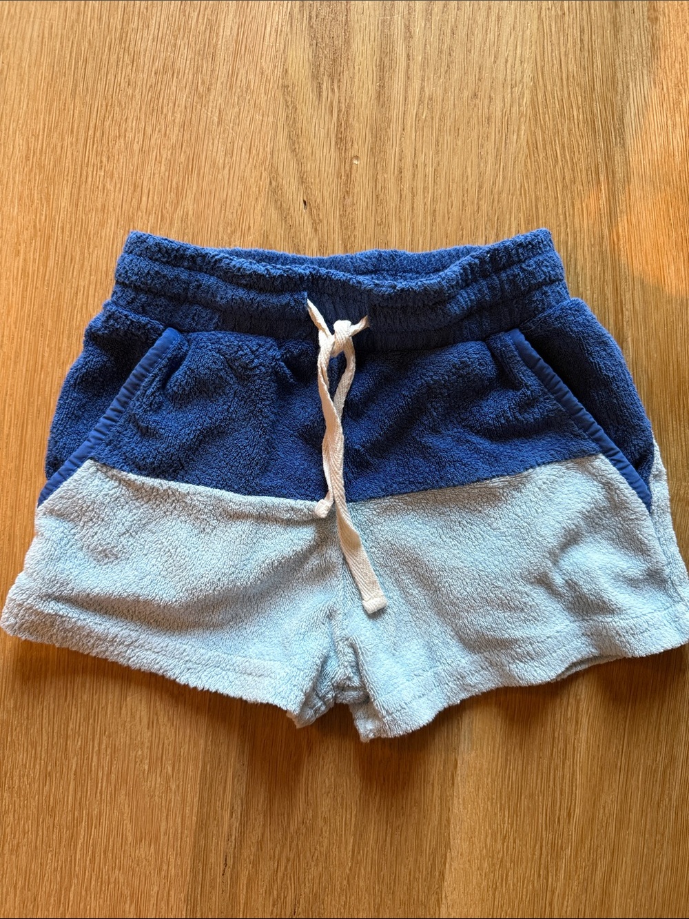 Kids Two-Tone Terry Shorts in Navy and Light Blue